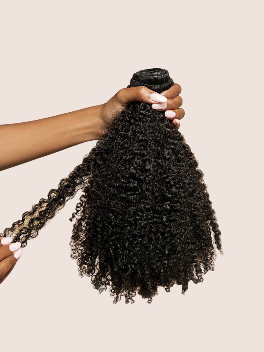 coil curl weft held to show texture details