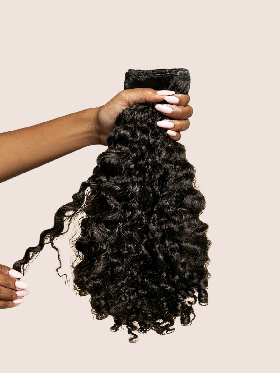 Spiral Curl weft held to show texture details