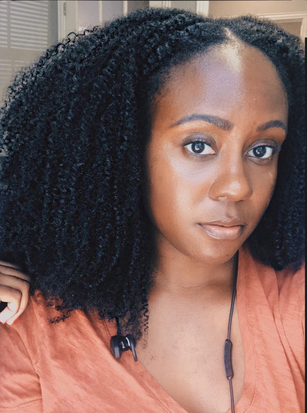 Wash n Go with afro curly clip-in hair extensions for 4c natural textures