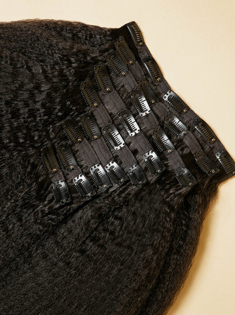 set of melanj hair clip ins hair extensions for 3B-4C natural curls and blow outs