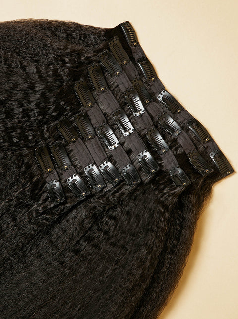 set of melanj hair clip ins hair extensions for 3B-4C natural blow outs and silk presses