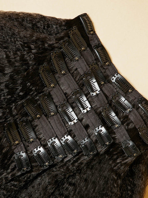 set of melanj hair clip ins hair extensions for 3B-4C natural curls and blow outs