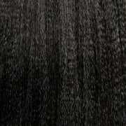 Detail view of Silk Press Straight hair texture by Melanj Hair; kinky straight Remy hair extensions